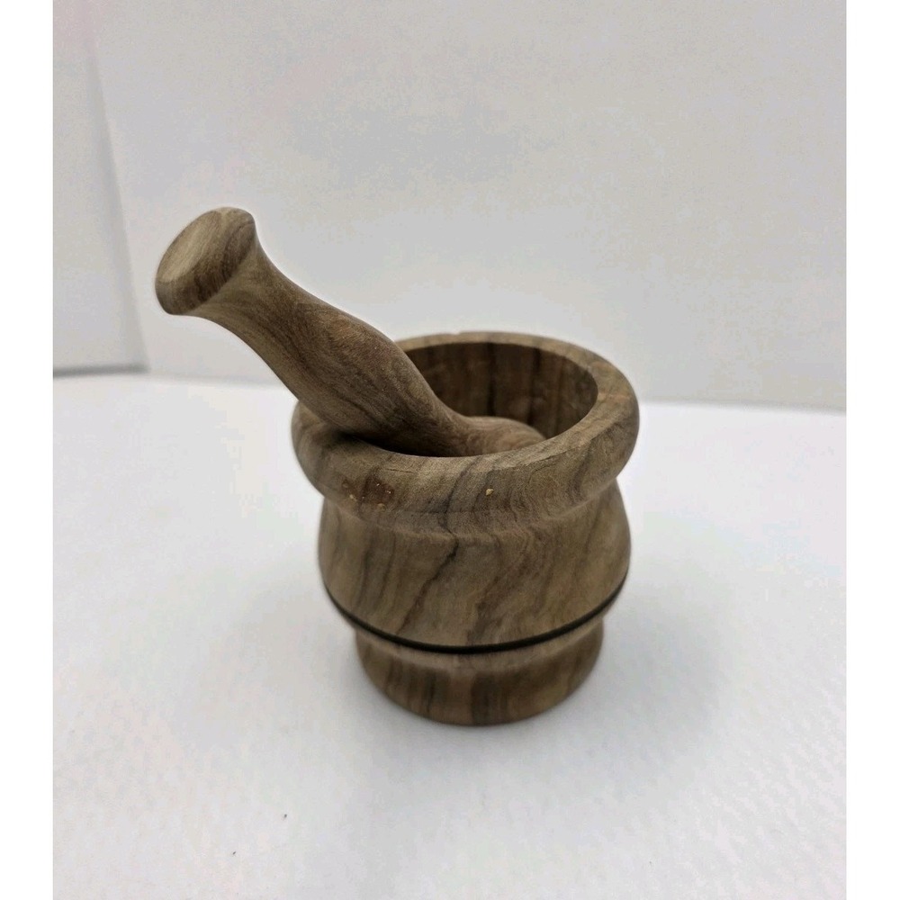 VTG Wooden Mortar & Pestle Spain Handmade Mini Herb Spice RX Grinder 2.5"